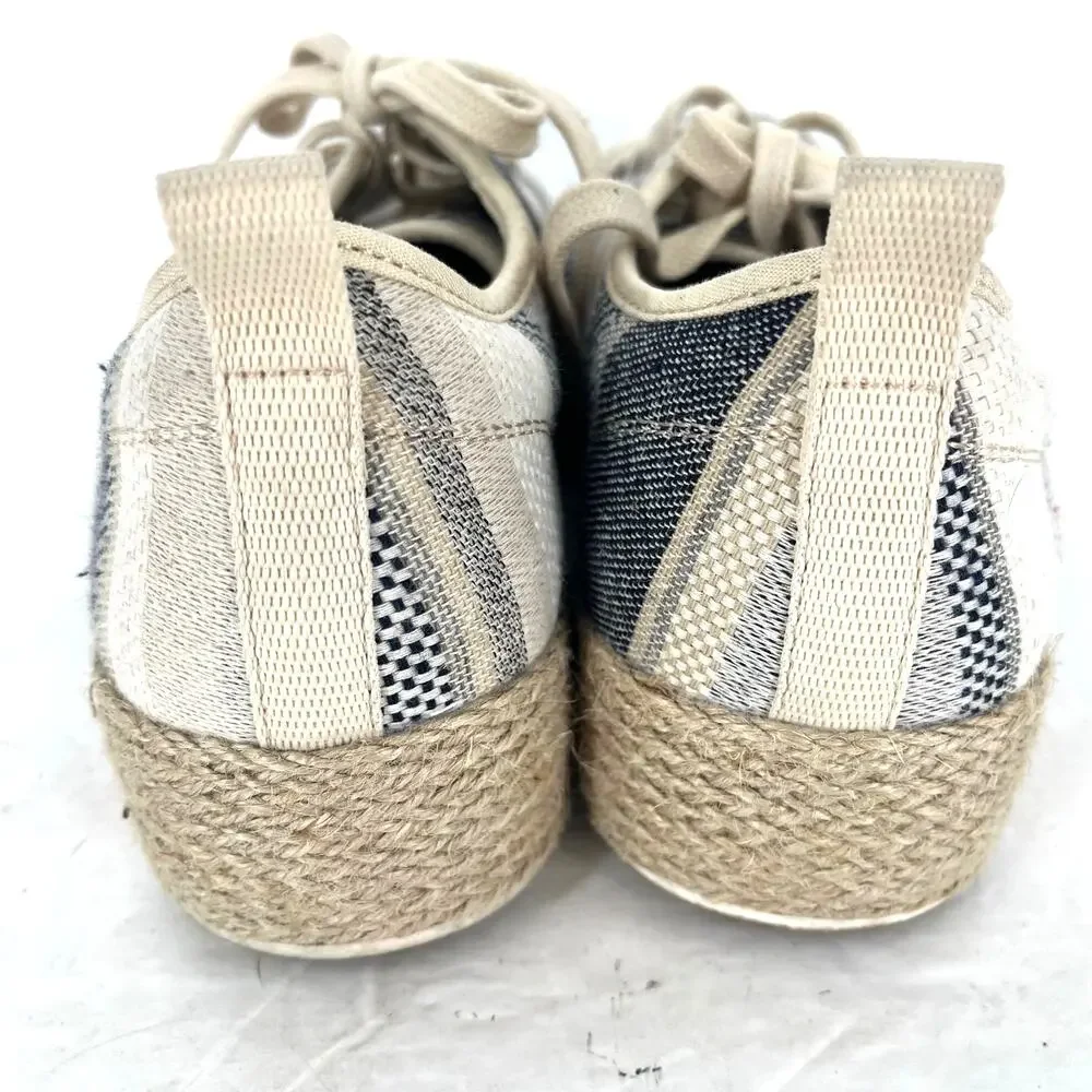 Skechers BOBS Sesame Espadrille Platform Sneakers Navy Stripe Memory Foam 8.5